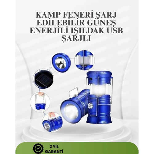 BFS Güneş Enerjili Katlanabilir Kızaklı Kamp Feneri – USB Şarjlı, Çok Yönlü ve Dayanıklı Tasarım