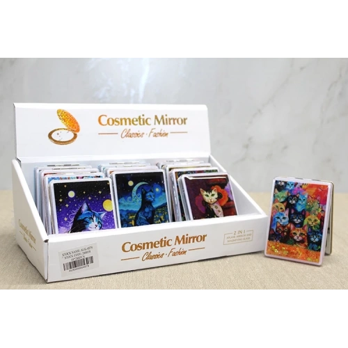 BFS Hareketli Sulu Detaylı Kedi Figürlü El Aynası Alk4579