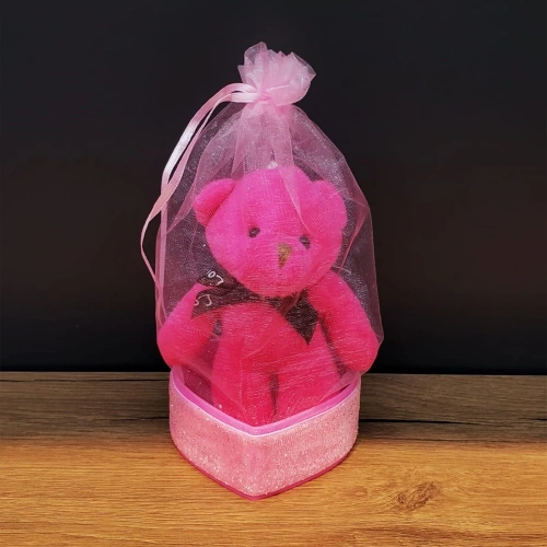 BFS Hediyelik Pembe Tül Kese Ve Ayıcık