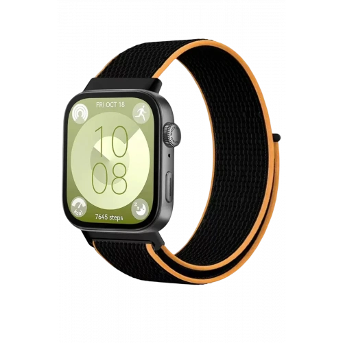 BFS  Huawei Fit 4 Hasırlı Cırtcırtlı Kordon - Siyah-Turuncu