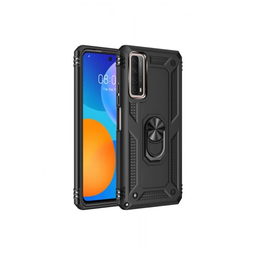 BFS  Huawei P Smart 2021 Kılıf Sofya Yüzüklü Silikon Kapak - Siyah