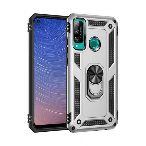 BFS  Huawei P40 Lite E Kılıf Sofya Yüzüklü Silikon Kapak - Gümüş