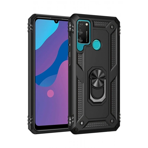 BFS  Huawei Y6P Kılıf Sofya Yüzüklü Silikon Kapak - Siyah