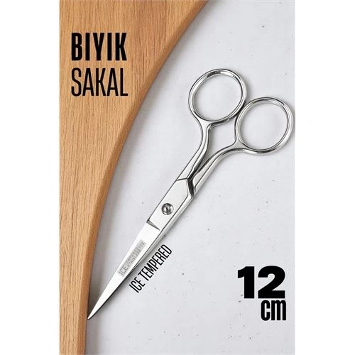 BFS Ice Tempered 702 Bıyık Makası - Bıyık Sakal Düzeltme Makası Kuaför Makası 12 cm