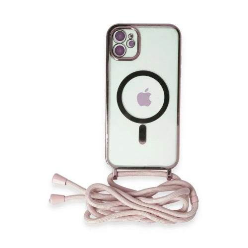 BFS  iPhone 11 Kılıf Divo Lazer Askılı Magsafe Kapak - Pembe