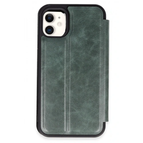 BFS  iPhone 11 Kılıf Flip Cover - Koyu Yeşil