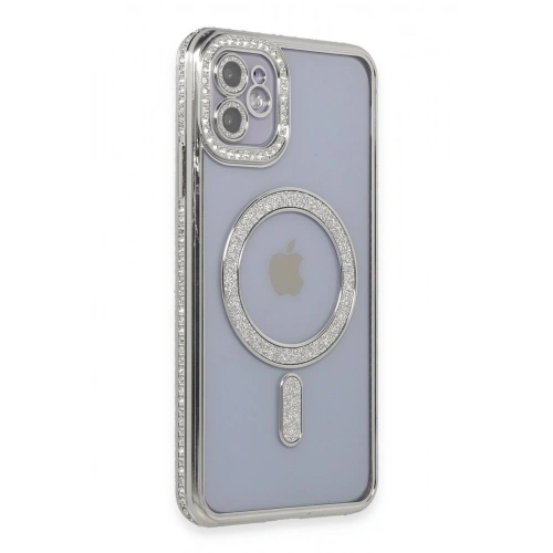 BFS  iPhone 11 Kılıf Joke Simli Magneticsafe Kılıf - Gümüş