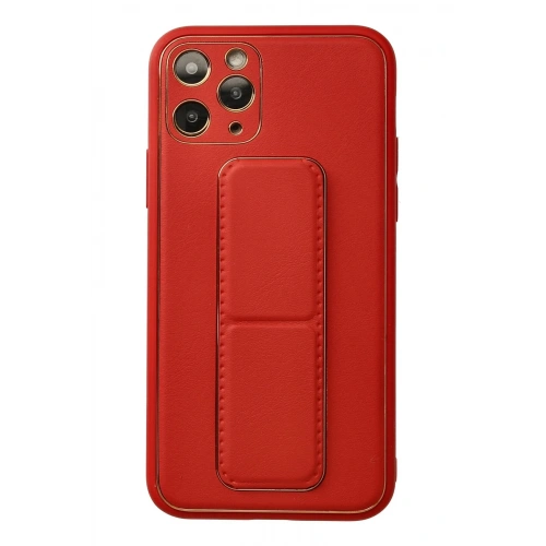 BFS  iPhone 11 Pro Kılıf Coco Deri Standlı Kapak - Kırmızı