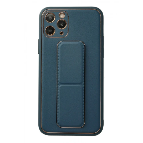 BFS  iPhone 11 Pro Kılıf Coco Deri Standlı Kapak - Mavi