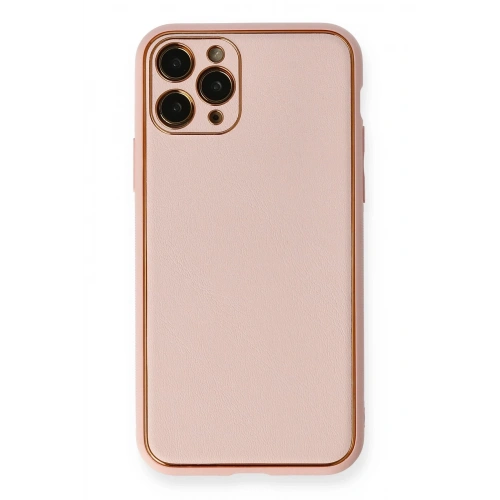 BFS  iPhone 11 Pro Max Kılıf Coco Deri Silikon Kapak - Pembe
