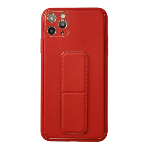 BFS  iPhone 11 Pro Max Kılıf Coco Deri Standlı Kapak - Kırmızı