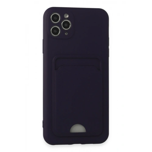 BFS  iPhone 11 Pro Max Kılıf Kelvin Kartvizitli Silikon - Derin Mor