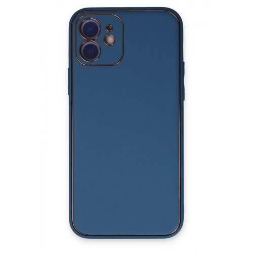 BFS  iPhone 12 Kılıf Coco Deri Silikon Kapak - Açık Mavi