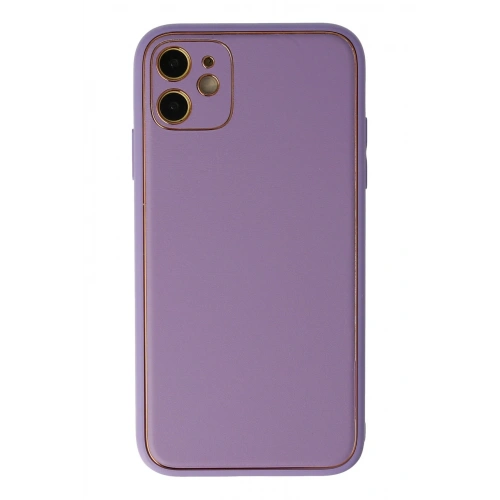 BFS  iPhone 12 Kılıf Coco Deri Silikon Kapak - Lila