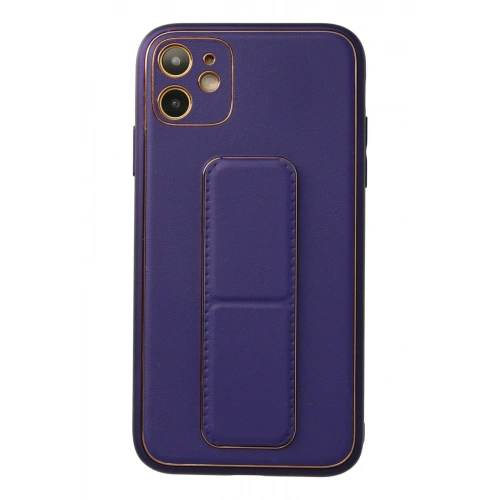 BFS  iPhone 12 Kılıf Coco Deri Standlı Kapak - Mor