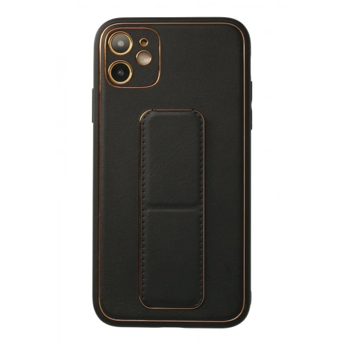 BFS  iPhone 12 Kılıf Coco Deri Standlı Kapak - Siyah