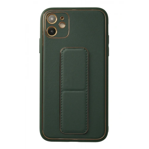 BFS  iPhone 12 Kılıf Coco Deri Standlı Kapak - Yeşil