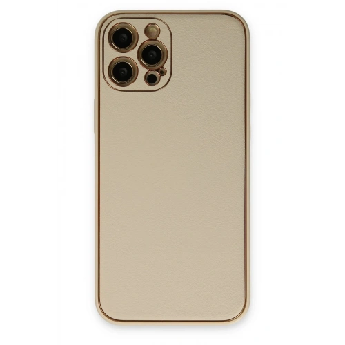 BFS  iPhone 12 Pro Kılıf Coco Deri Silikon Kapak - Gold