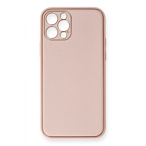 BFS  iPhone 12 Pro Kılıf Coco Deri Silikon Kapak - Pembe