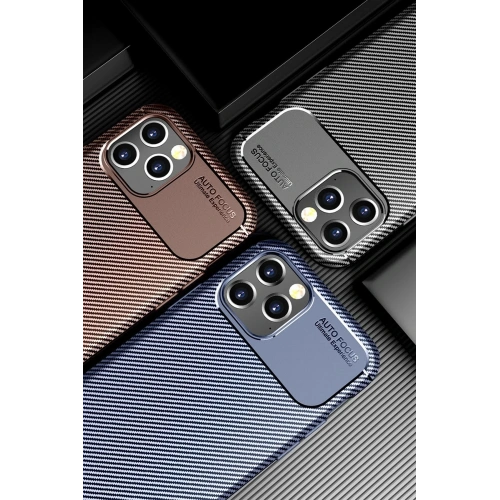 BFS  iPhone 12 Pro Max Kılıf Auto Focus Karbon Kapak - Lacivert