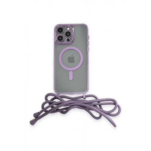 BFS iPhone 12 Pro Max Kılıf Divo Lazer Askılı Magsafe Kapak - Lila