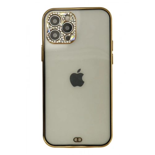 BFS  iPhone 12 Pro Max Kılıf Liva Taşlı Silikon - Siyah