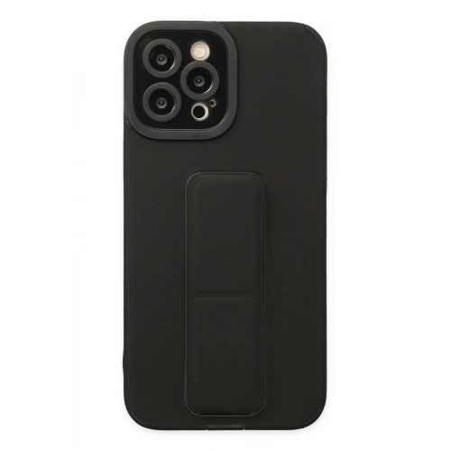 BFS  iPhone 12 Pro Max Kılıf Mega Standlı Silikon - Siyah