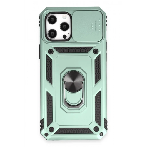 BFS  iPhone 12 Pro Max Kılıf Pars Lens Yüzüklü Silikon - Yeşil