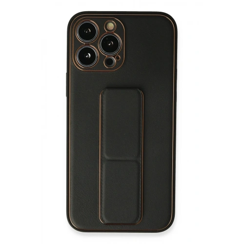 BFS  iPhone 13 Pro Kılıf Coco Deri Standlı Kapak - Siyah