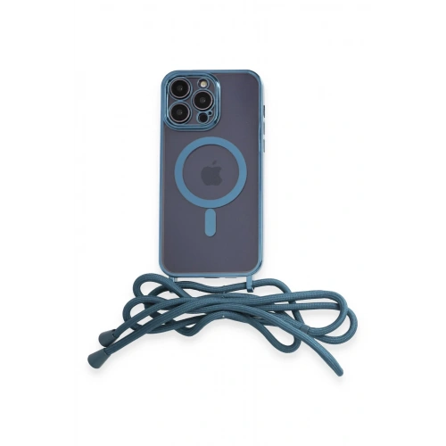 BFS  iPhone 13 Pro Max Kılıf Divo Lazer Askılı Magsafe Kapak - Sierra Blue