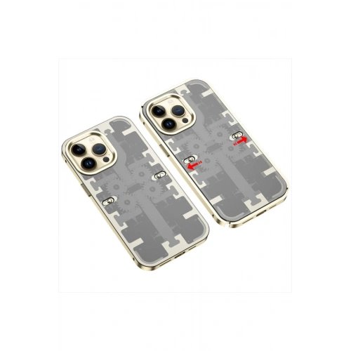 BFS  iPhone 13 Pro Max Kılıf Mekanik Bumper Kapak - Gold