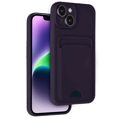 BFS iPhone 14 Kılıf Kelvin Kartvizitli Silikon - Derin Mor