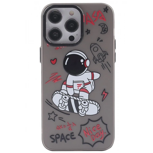 BFS  iPhone 14 Pro Kılıf  Desenli Kapak -  Siyah - 1