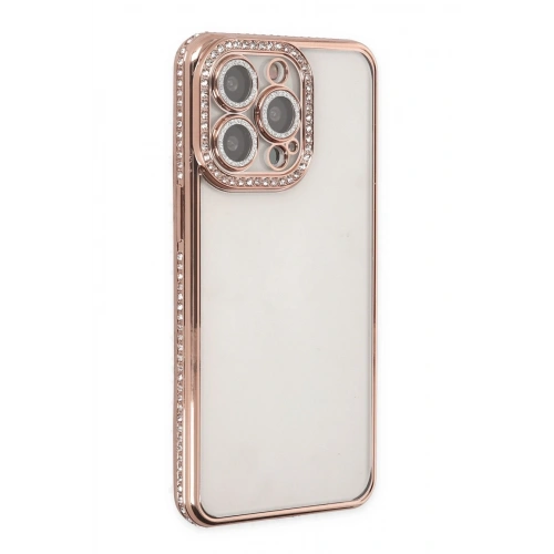 BFS  iPhone 14 Pro Kılıf Joke Taşlı Silikon - Pembe