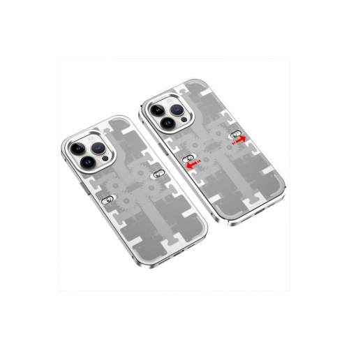 BFS  iPhone 14 Pro Kılıf Mekanik Bumper Kapak - Gümüş