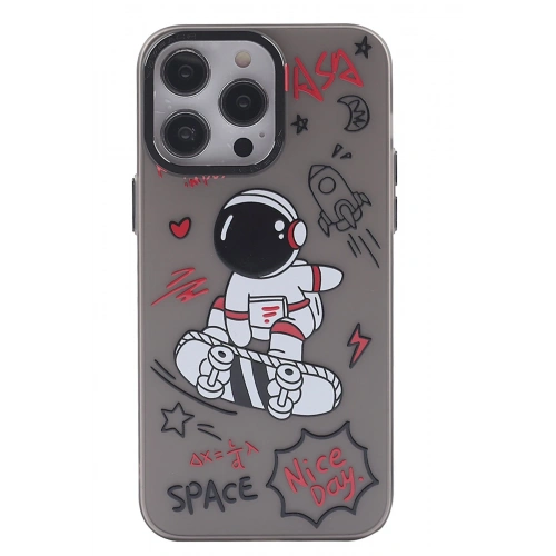 BFS  iPhone 14 Pro Max Kılıf  Desenli Kapak -  Siyah - 1