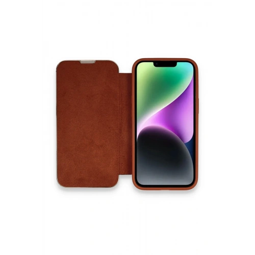 BFS  iPhone 14 Pro Max Kılıf Dolpin Kapaklı - Kahverengi