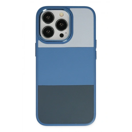 BFS  iPhone 14 Pro Max Kılıf King Kapak - Açık Mavi-Lacivert