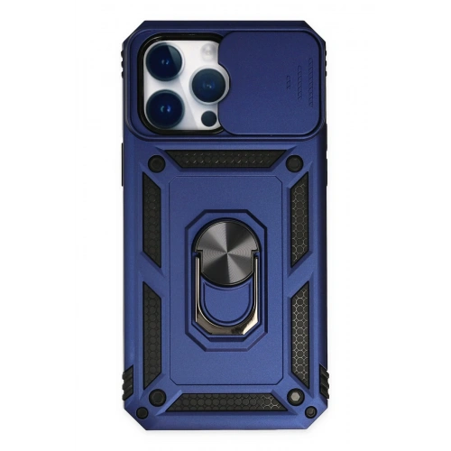 BFS  iPhone 14 Pro Max Kılıf Pars Lens Yüzüklü Silikon - Lacivert