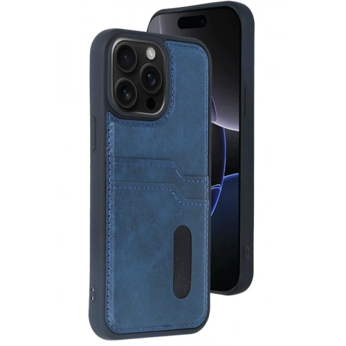 BFS  iPhone 14 Pro Max Kılıf Sara Kartvizitli Deri Kılıf - Lacivert