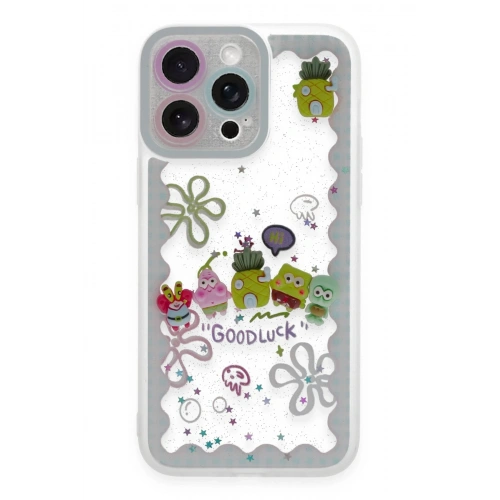 BFS  iPhone 14 Pro Max Kılıf Sweet Desenli Silikon Kapak - Açık Mavi