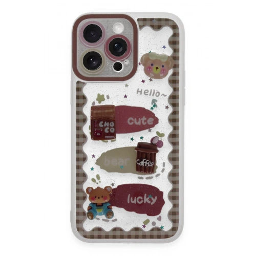 BFS  iPhone 14 Pro Max Kılıf Sweet Desenli Silikon Kapak - Şeffaf