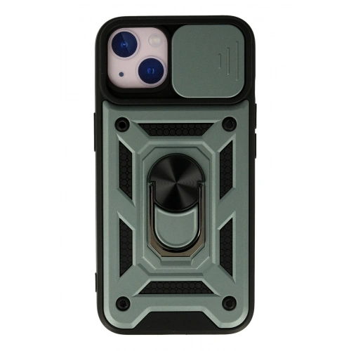 BFS  iPhone 15 Kılıf Pars Lens Yüzüklü Silikon - Yeşil