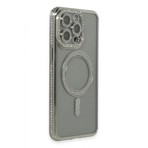 BFS  iPhone 15 Pro Kılıf Joke Simli Magneticsafe Kılıf - Gri