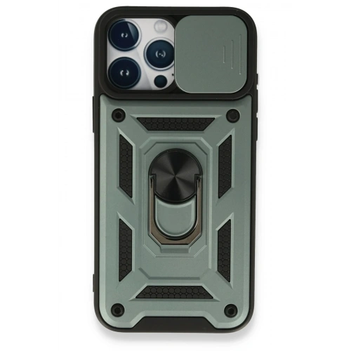 BFS  iPhone 15 Pro Kılıf Pars Lens Yüzüklü Silikon - Yeşil