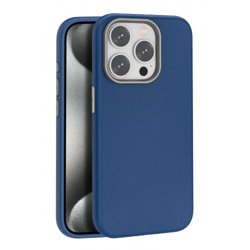 BFS  iPhone 15 Pro Kılıf Wonder Deri Magsafe Kapak - Lacivert