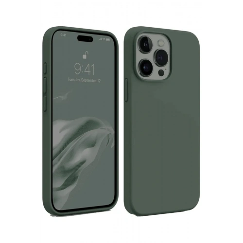 BFS  iPhone 15 Pro Max Kılıf First Silikon - Koyu Yeşil