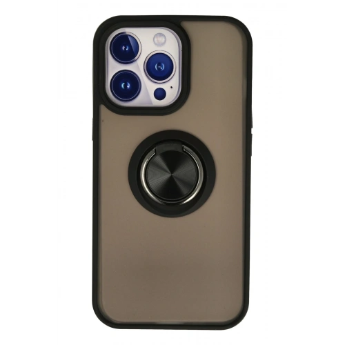 BFS  iPhone 15 Pro Max Kılıf Montreal Yüzüklü Silikon Kapak - Siyah