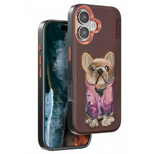 BFS  iPhone 16 Cute Desenli Kapak - Koyu Kahve