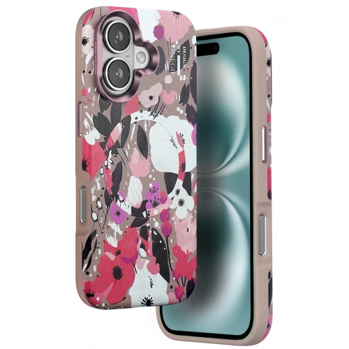 BFS  iPhone 16 Flower Series Magsafe Kapak - Pembe